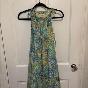 Robbie Bee Cream and Blue Floral Dress